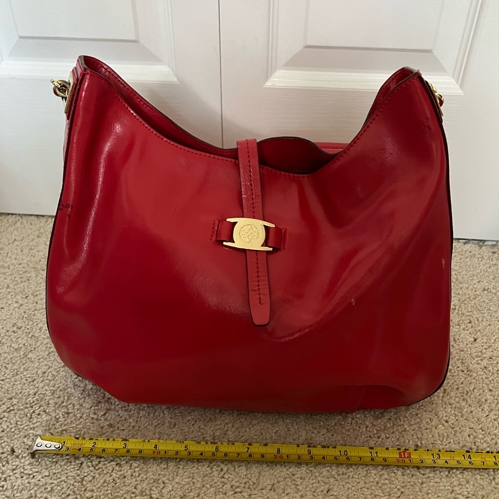 Red Leather Handbag by Antonio Melani.